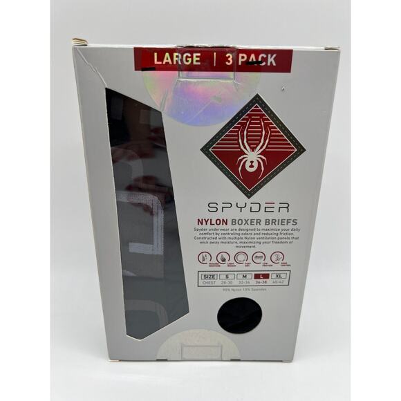 Spyder Nylon Boxer Briefs Black Men's 3 Pack Size L NEW - Picture 11 of 12